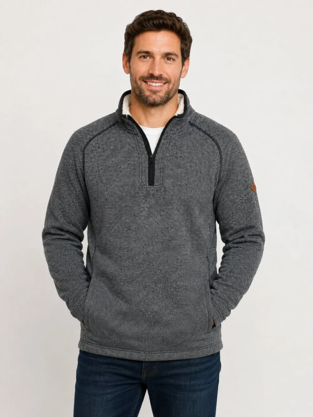 Orvis Classic Collection Sherpa Lined 1/4 Zip Pullover Gray Size Medium